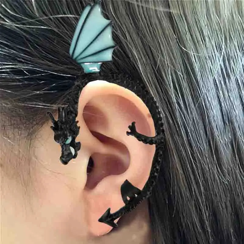 Glow-in-the-Dark Dragon Ear Cuff Earrings – Fantasy Clip-On Stud Jewelry for Women, Girls & Boys - Image 4