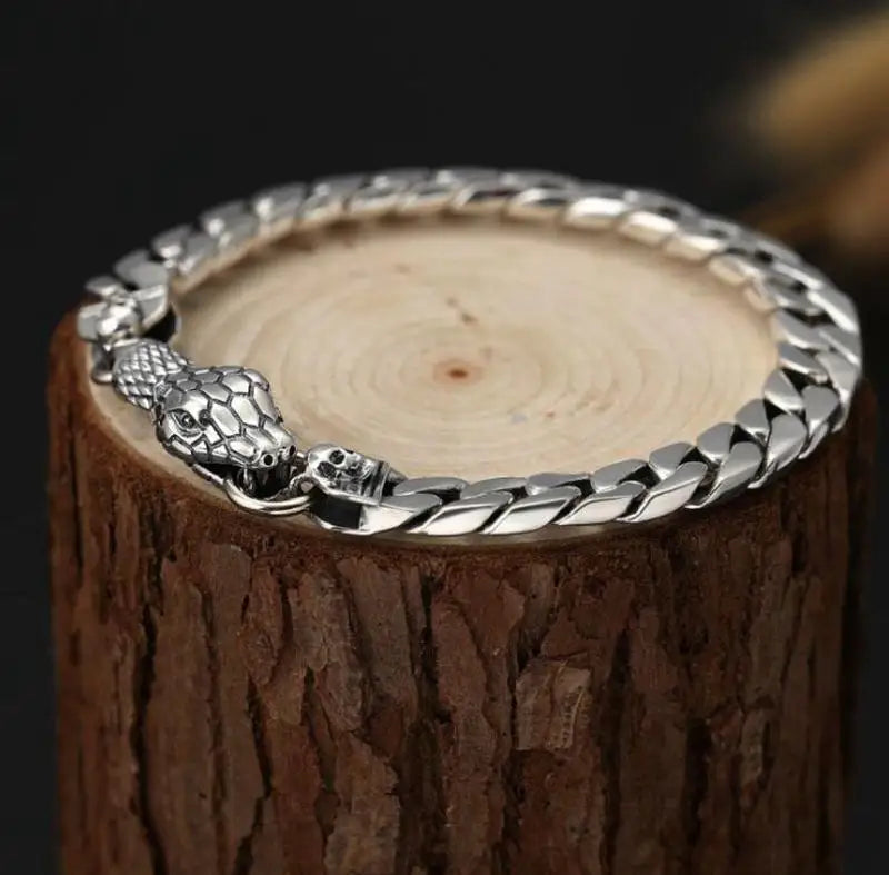 Ethnic Wind Dragon Bracelet – Vintage Silver-Plated Dragon Cuff Bangle for Men - Image 23