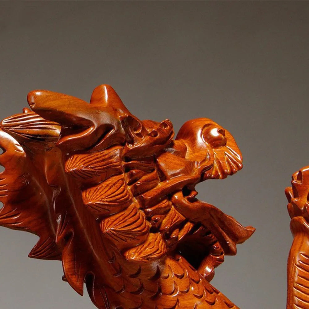 4 Inches Wooden Chinese Feng Shui Dragon Statue – Office & Home Tabletop Decor, Fortune 2024 New Year Ornament - Image 4