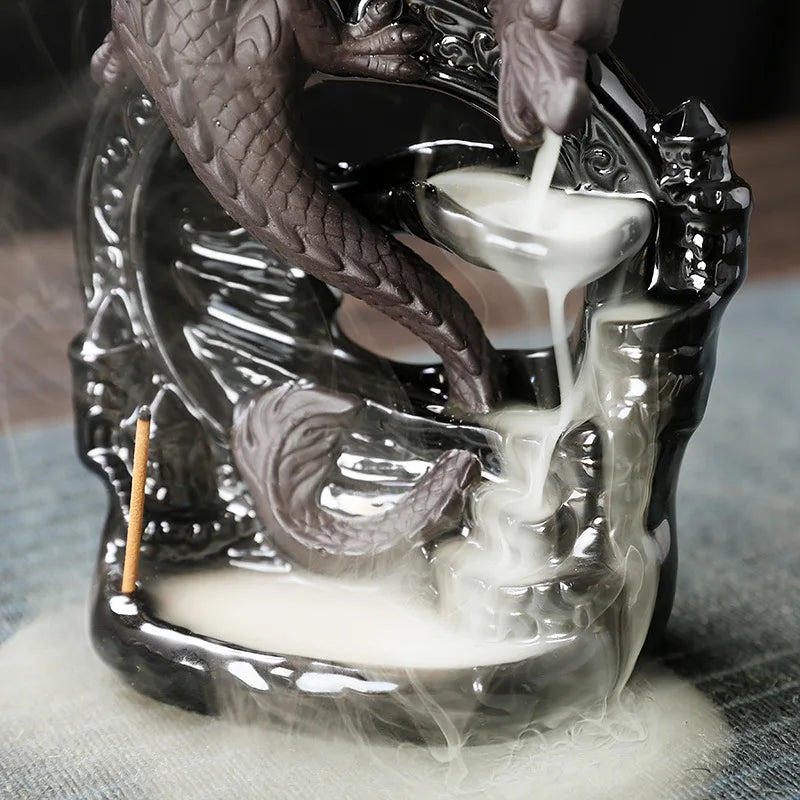 Creative Dragon Waterfall Backflow Incense Burner – Pterosaur Ceramic Censer for Home Decor - Image 3