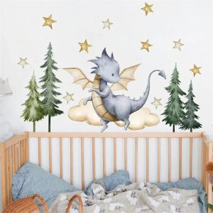 Cute Flying Dragon Forest Wall Stickers