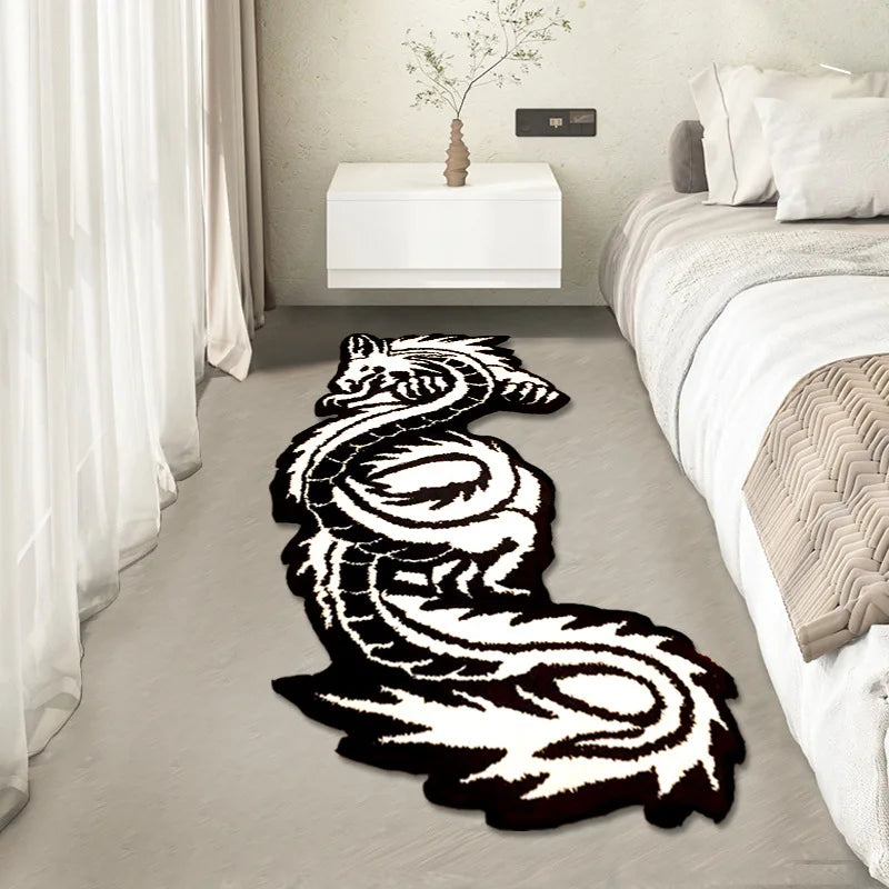Chinese Dragon Shape Tufting Carpet – Plush Non-Slip Bathroom & Bedside Rug (115x57cm) - Image 2