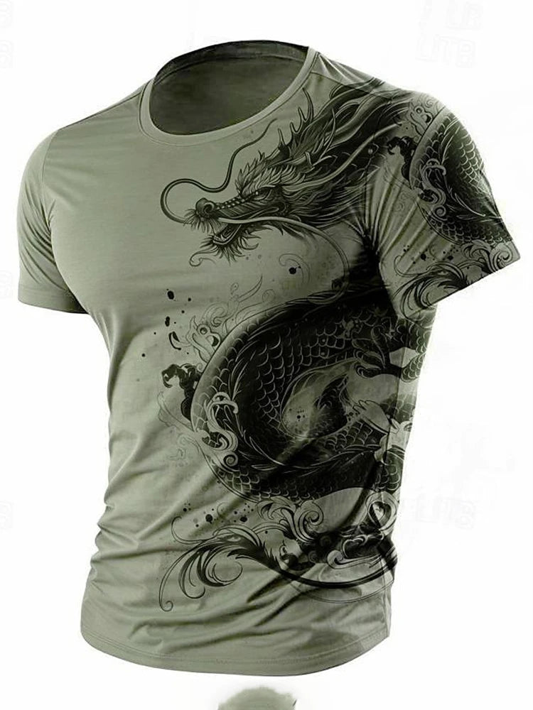 3D Dragon Print Menโs T-Shirt - Image 13