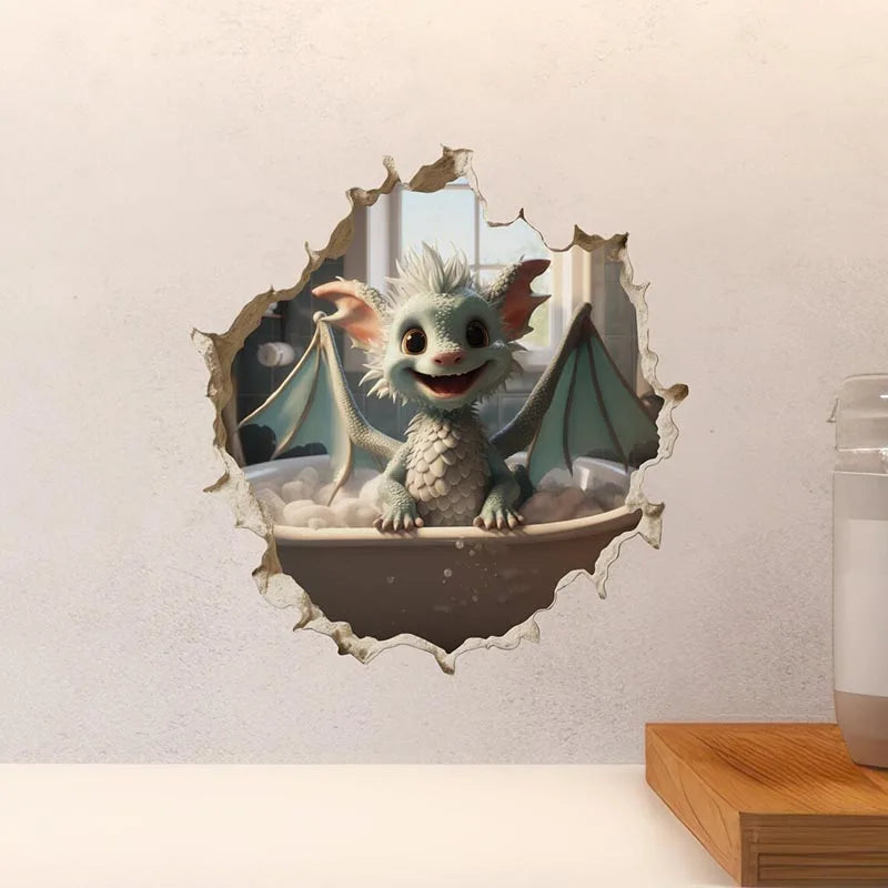 Dragon Parent and Child Reading Wall Hole Decal - Image 2