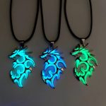 Glow-in-the-Dark Moonstone Dragon Pendant Necklace – Retro Punk Charm for Men & Boys