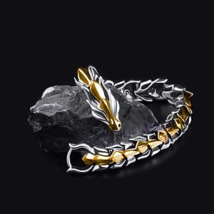 Fashion Personality Hip Hop Dragon Head & Scale Bracelet – Retro Exaggerated Punk Jewelry for Men