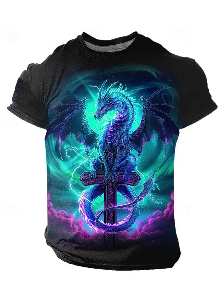 3D Dragon Print Menโs T-Shirt - Image 3