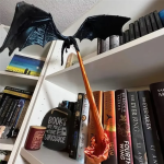 A96K-Dragonflame Book Nook – Fire-Breathing Dragon Bookshelf Ornament, Gothic Fantasy Flying Dragon Sculpture