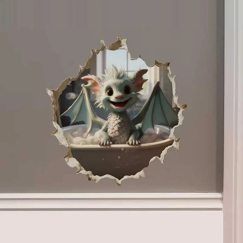 Dragon Parent and Child Reading Wall Hole Decal - Image 6