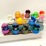 3D Printed Dragon Egg with Dragon – Anti-stress Mini Model, Movable & Rotatable Desktop Ornament, Kid Toy & Companionship Gift
