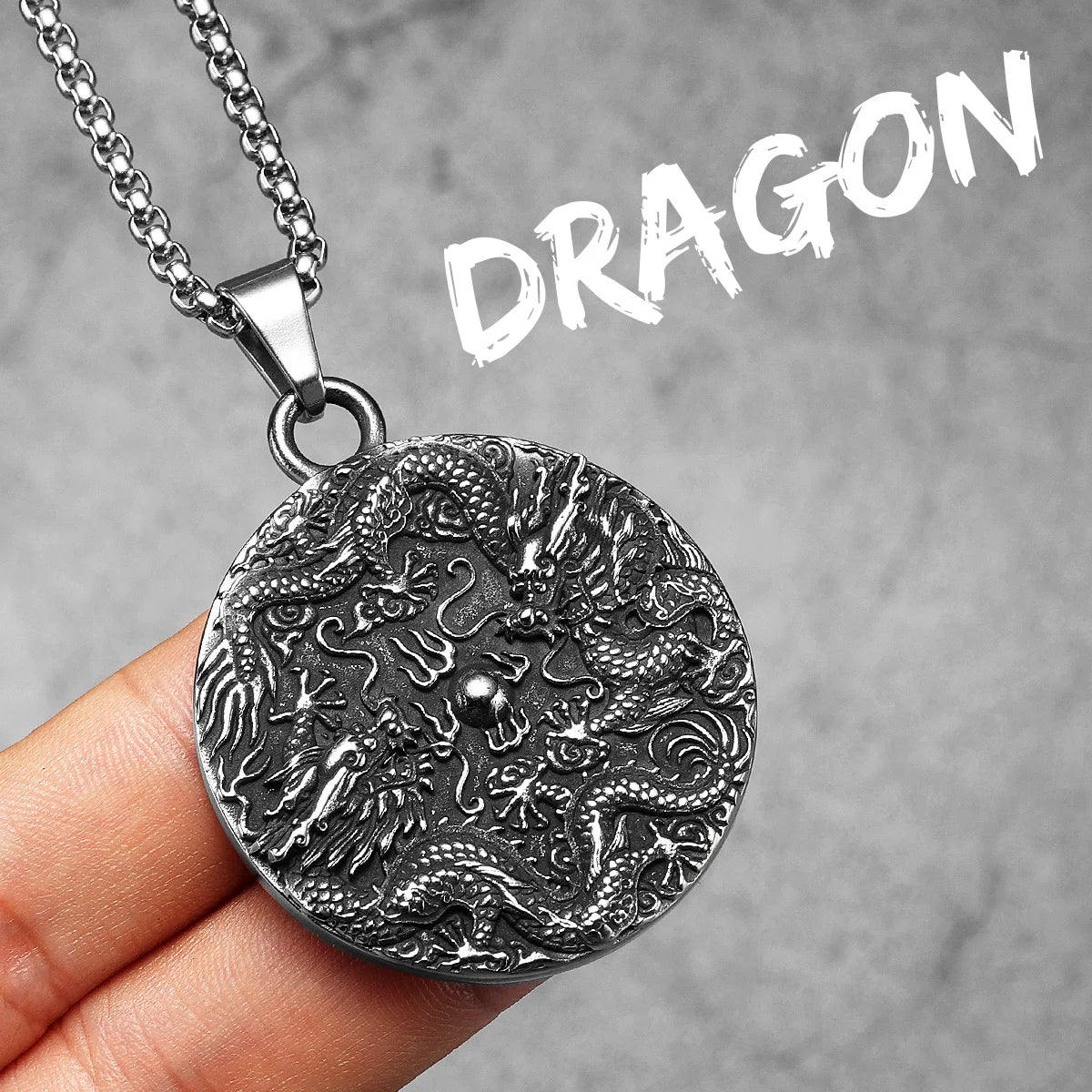 Chinese Dragon Stainless Steel Pendant Necklace - Image 10