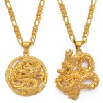 Anniyo Gold-Plated Dragon Pendant Necklace