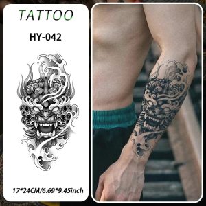 Demon Mask Waterproof Temporary Tattoo Sticker – Realistic Semi-Permanent Body Art (Lasts 1–2 Weeks)