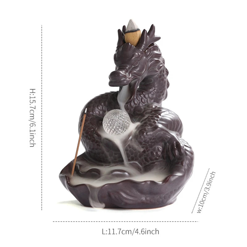 Dragon Shaped Backflow Incense Burner with Sparkling LED Light - Image 6
