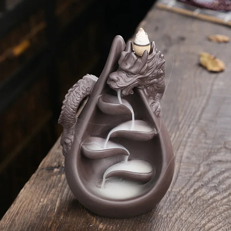 1pc Relief Dragon Incense Burner – Waterfall Backflow Aromatherapy Holder & Zen Home Decor - Image 13