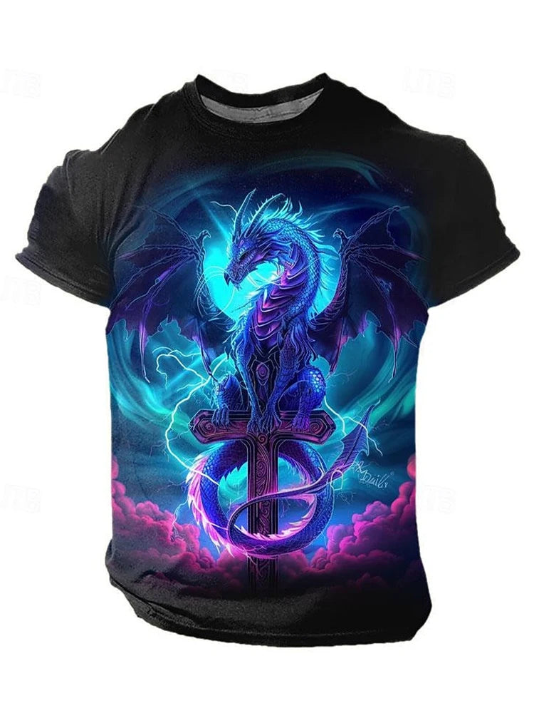 3D Dragon Print Menโs T-Shirt - Image 11