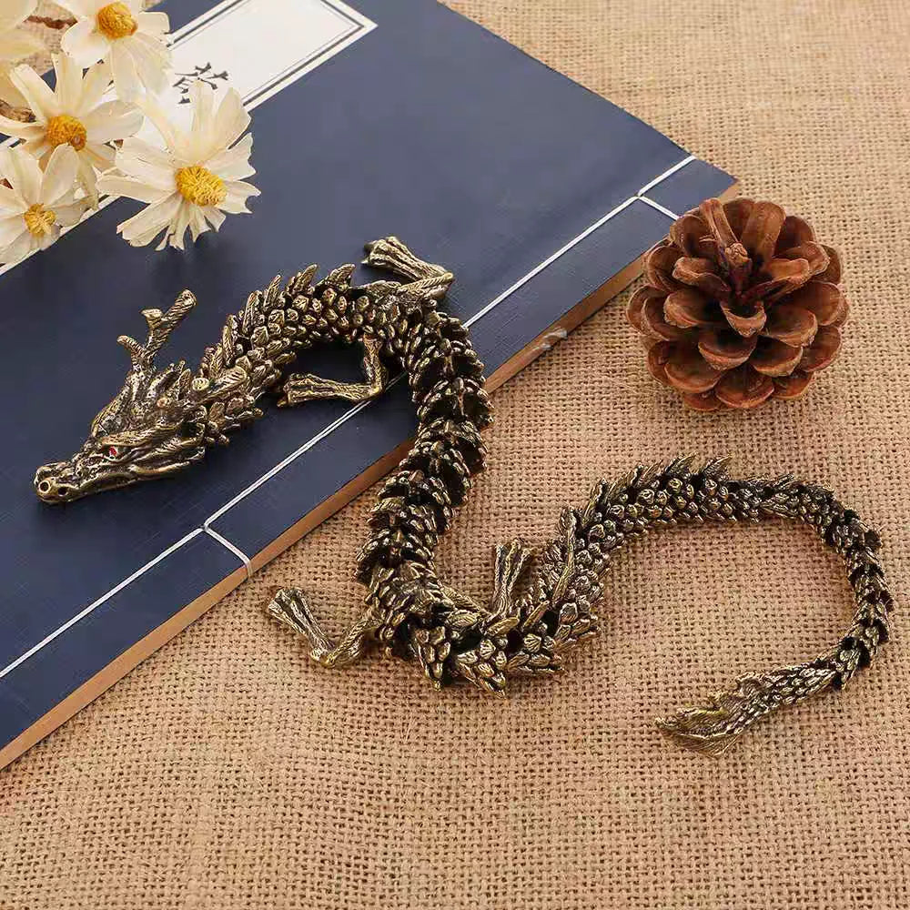 3D Dragon Statue Ornament – Movable Joints, Antique Brass Finish, Lucky Dragon for Home & Office Décor - Image 5