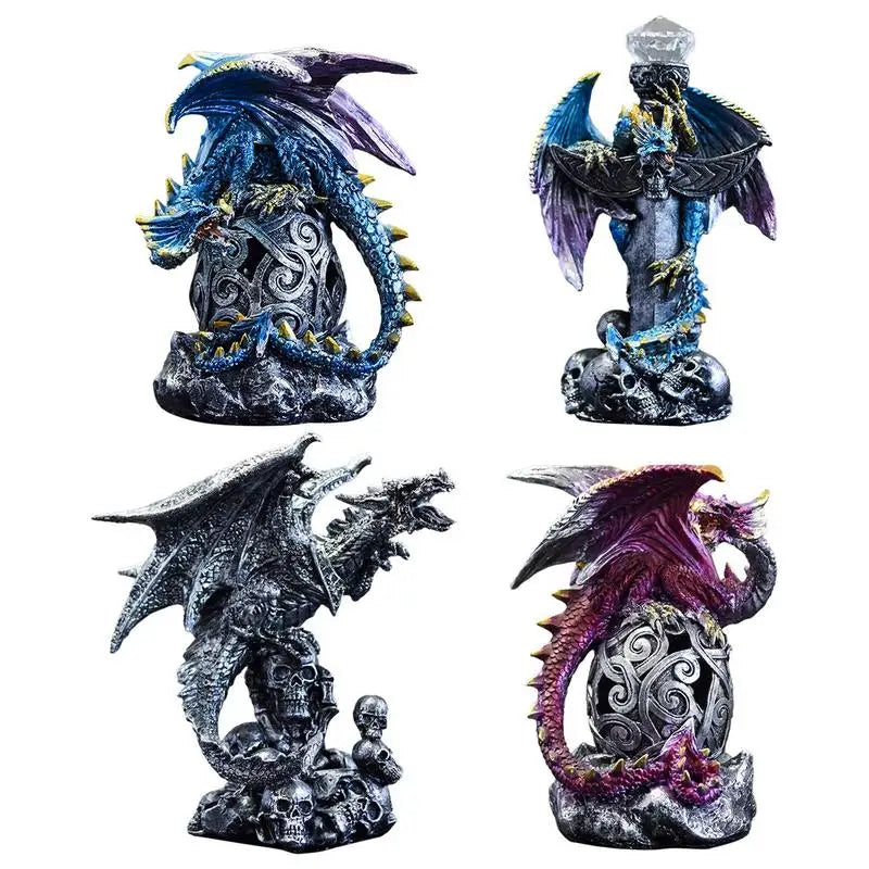 Dragon Skull Statue – Fantasy Medieval Dragon Figurine for Fireplace, Halloween & Home Décor