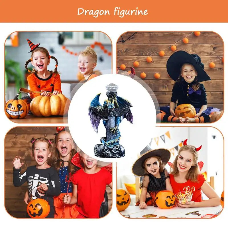 Dragon Skull Statue – Fantasy Medieval Dragon Figurine for Fireplace, Halloween & Home Décor - Image 4