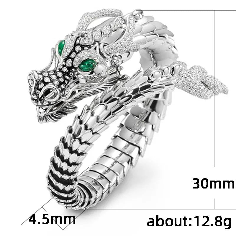 925 Sterling Silver Whole Dragon Open Ring - Image 2