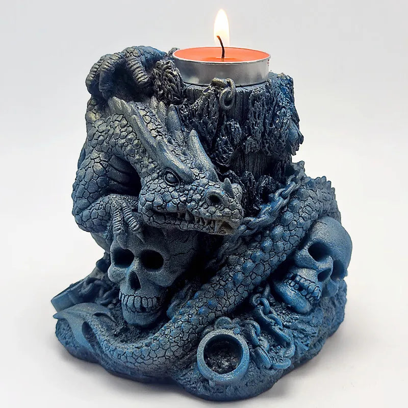 Flying Dragon Skull Candlestick Silicone Mold – DIY Resin, Gypsum & Halloween Decoration Tool - Image 6