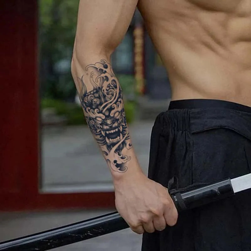 Demon Mask Waterproof Temporary Tattoo Sticker - Image 3