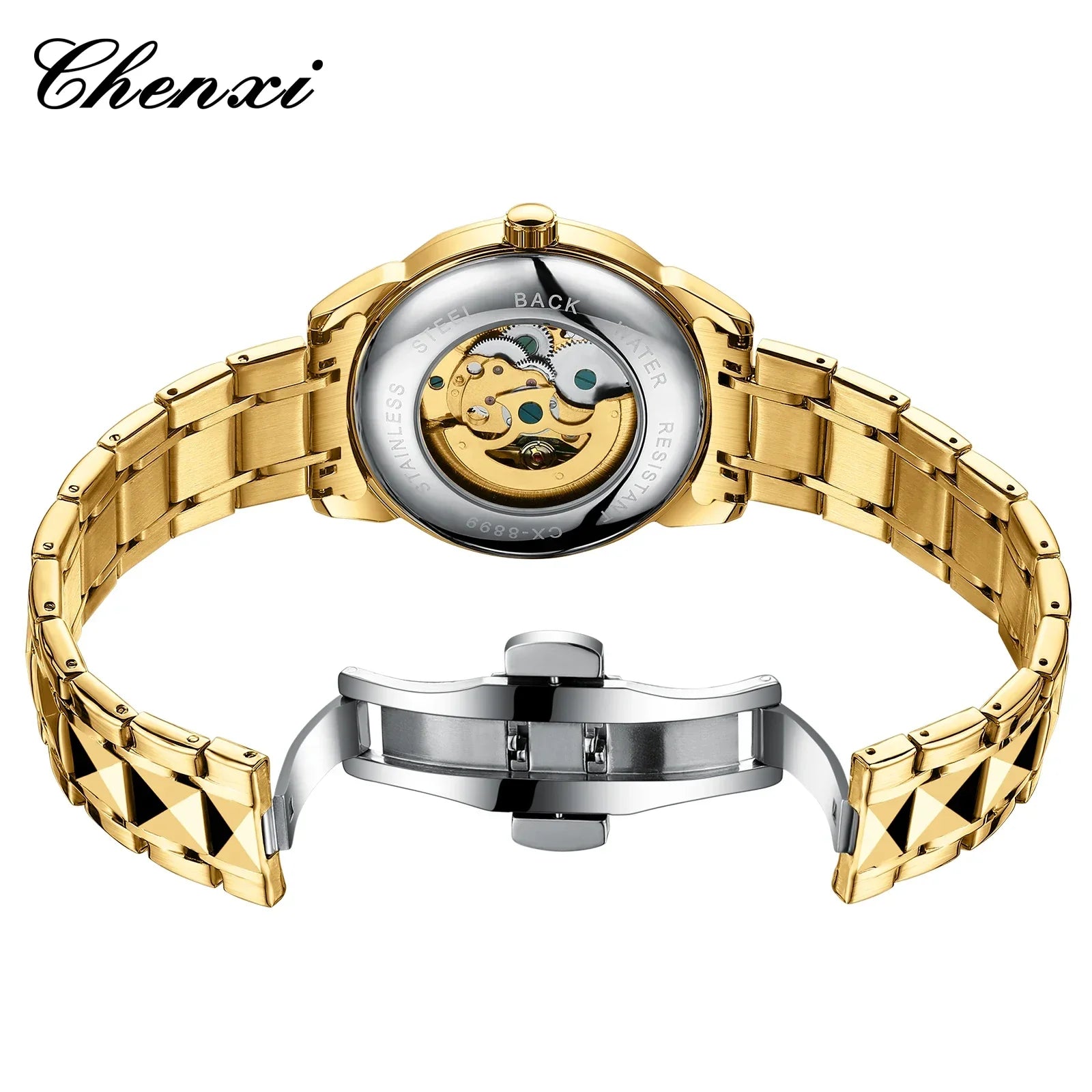 CHENXI 8899 Chinese Nation Culture & Art Watch – 3D Embossed Dragon Pattern Gold Automatic Mechanical Stainless Steel Men’s Watch - Image 5